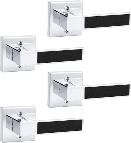Miniatura 136 de Probrico Paquete de 4 manijas de puerta simuladas en negro mate, manijas interiores que no giran, manijas reversibles resistentes para interiores