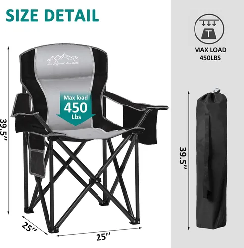 Miniatura 2 de Silla de Camping Plegable Portátil para Exteriores de Servicio Pesado Sillas Acolchadas Silla de Jardín con Portavasos, Bolsillo de Almacenamiento