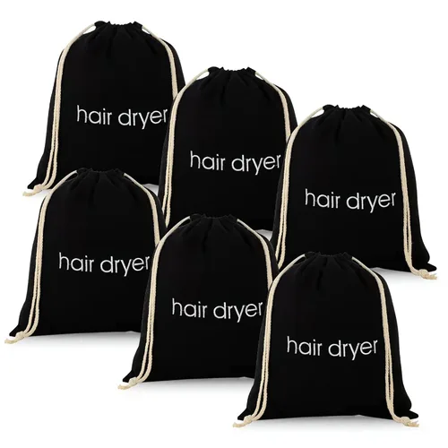 Miniatura 6 de 3, 6, 8 bolsas para secador de pelo, bolsa con cordón, bolsa para secador de pelo para viaje y baño (3 unidades, negro)