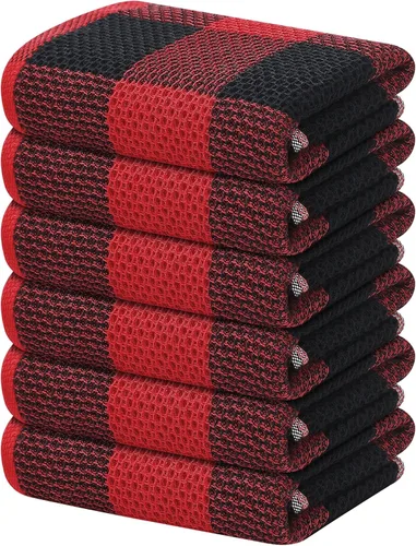 Miniatura 43 de Homaxy Paños de cocina 100% algodón, tejido gofre a cuadros, 12 x 12 pulgadas, toallas para platos súper suaves y absorbentes, de secado rápido