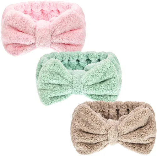 Miniatura 13 de Diadema de toalla de 3 piezas para mujer, diadema de maquillaje para lavar la cara, maquillaje de spa, diadema de microfibra con lazo para la ducha