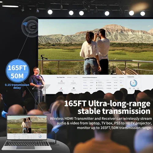 Miniatura 6 de Transmisor y receptor HDMI inalámbrico, gama mejorada de 50 m/165 pies, video de alta definición de 1080P a 60Hz, extensor HDMI inalámbrico 5G/2.4G