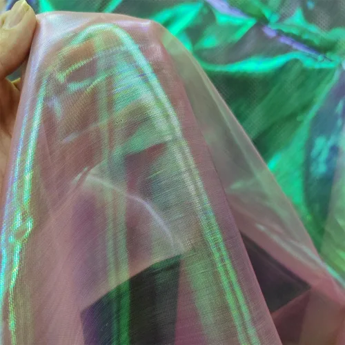 Miniatura 14 de Tela de encaje de organza con gradiente láser arcoíris mágico, tela de gasa holográfica iridescente para vestido de novia, cortina, fondo, fiesta