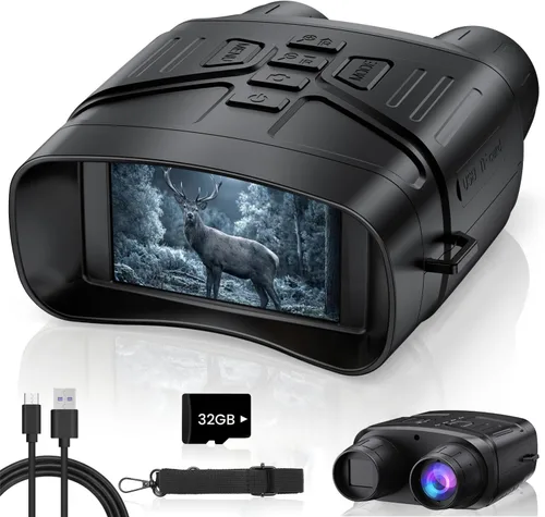 Miniatura 9 de Gafas de visión nocturna para adultos, prismáticos de visión nocturna 4K con batería recargable de 5000 mAh y tarjeta TF de 32 GB para caza