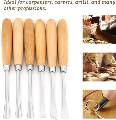 Miniatura 6 de Juego de 6 herramientas de tallado de madera, cinceles de mano profesionales para tallar madera, herramientas de carpintería, herramientas