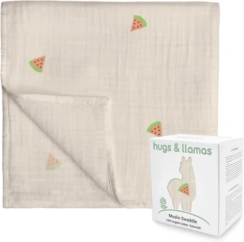Miniatura 8 de hugs & llamas Mantas para envolver 100% muselina de algodón orgánico, unisex, extra suaves, mantas para recién nacidos y bebés, lavables a máquina