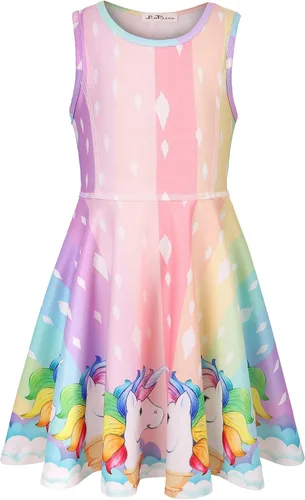 Miniatura 2 de LaBeca Vestidos de Niñas Sin Mangas de Manga Larga para Niñas Pequeñas y Grandes Unicornio Sirena Vestidos Casuales