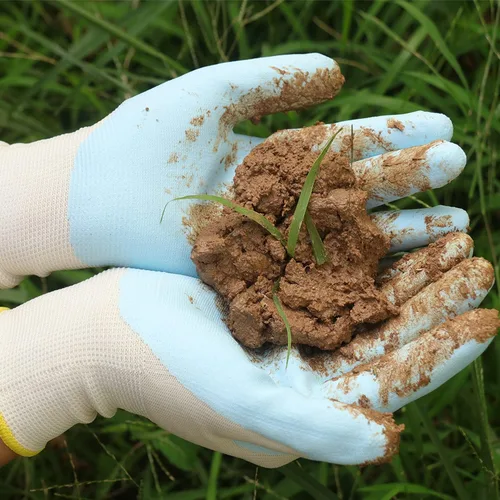Miniatura 4 de HANDLANDY Guantes de jardinería para mujer, 3 pares de guantes de trabajo transpirables con revestimiento de nitrilo, el mejor regalo para mujeres