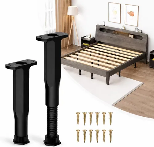 Miniatura 12 de Patas de soporte de cama de altura ajustable, soporte central telescópico resistente de 6.3 a 11 pulgadas para marco de cama hundido, elevador