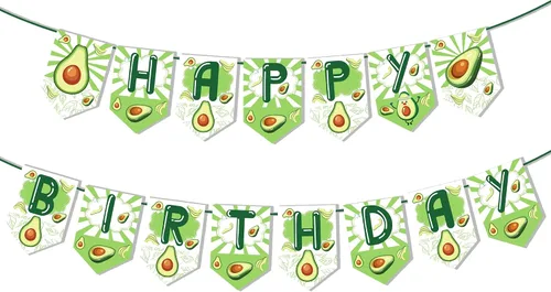 1 pancarta temática de aguacate, suministros de fiesta para decoración de frutas de aguacate, fiesta de cumpleaños, banderines