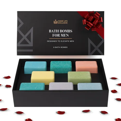 Miniatura 7 de Bombas de baño para hombres, forma de bloque, regalos para hombres, 8 bombas grandes de 5 onzas, productos 100% naturales y aceites esenciales