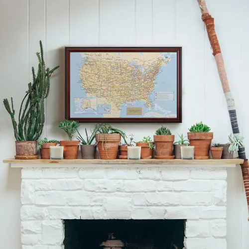 Miniatura 5 de Map Your Travels Arte de pared personalizado de viajero de Estados Unidos Marco de madera premium Arte de pared detallado de Estados Unidos