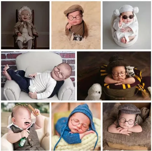 Miniatura 4 de Vagefun Lentes para bebés y niñas para mascotas recién nacidas, accesorios de accesorios para sesión de fotos, accesorios de Halloween Oro