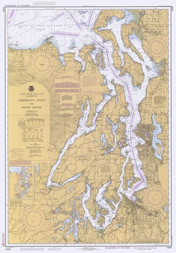 Miniatura 2 de Historic Pictoric Mapa vintage – Admiralty Inlet and Puget Sound, WA, 1983 Náutico NOAA Chart – Arte de pared vintage – 16 x 24 pulgadas