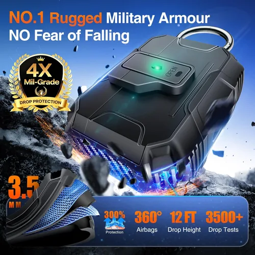 Miniatura 2 de Amoured AutoPOP - Funda para AirPods Pro de 1ª generación con cerradura y llavero, protección resistente de 360° y mecanismo de apertura de 1 clic