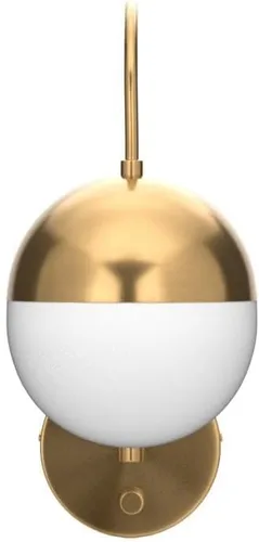 Miniatura 4 de Lámpara de pared moderna de mediados de siglo con interruptor, lámpara de pared dorada con acabado de latón, lámpara de pared con globo de vidrio