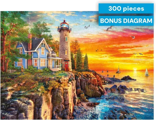 Miniatura 6 de Buffalo Games Dominic Davison Rocky Cliff Lighthouse - Rompecabezas de 300 piezas, 21.25 x 15 pulgadas, diseño de fácil agarre, póster adicional