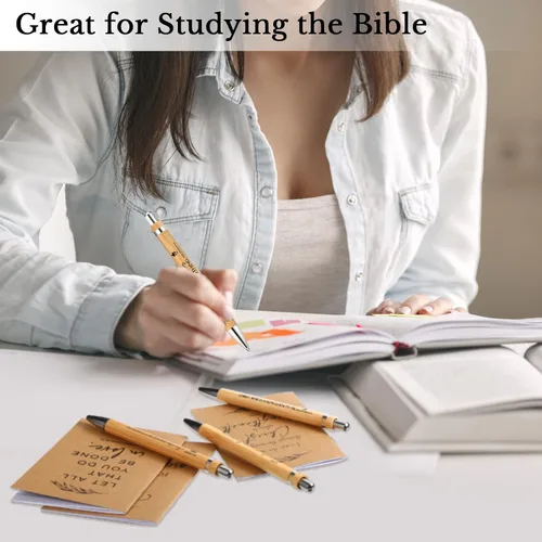 Miniatura 6 de Fuutreo Juego de 40 piezas de regalo cristiano con versículos de la Biblia, diarios de oración, bolígrafos inspiradores religiosos, mini cuaderno