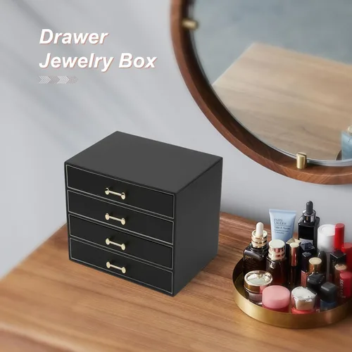 Miniatura 4 de V-LAFUYLIFE Jewelry Box with 4 Drawers,Jewelry Organizer Box for Women Girls,4- Layer Jewelry Storage Case for Necklaces Bracelets Earring and Watch
