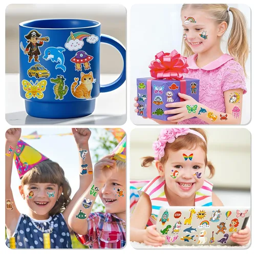 Miniatura 6 de Tatuajes temporales que brillan en la oscuridad para niños, 350 estilos mixtos, bolsas de regalo para niños, suministros de fiesta que brillan