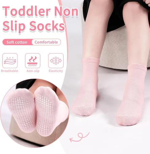 Miniatura 3 de Tphon Calcetines para niños pequeños, calcetines antideslizantes para niños y niñas, 12 pares de calcetines para niños de 6 meses a 10 años