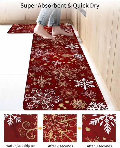 Miniatura 4 de Tapete de baño de Feliz Navidad, antideslizante, de secado rápido y absorbente, tierra de diatomeas, fregadero, dormitorio, cocina, lavable, tapete