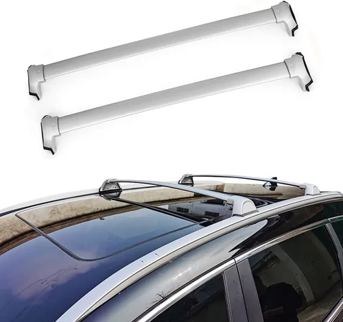 Miniatura 10 de para 2017 2018 2019 2020 2021 2022 Honda CRV CR-V Barras de soporte laterales para equipaje de estilo OE, juego de par plateado Rieles laterales