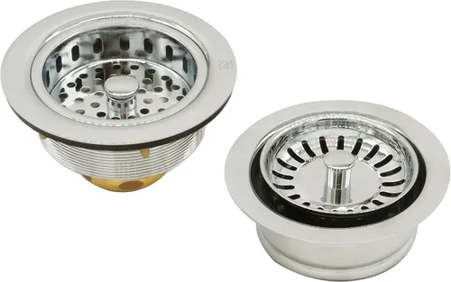 Miniatura 14 de Westbrass CO2165S-12 Combo PACK 3-1/2 pulgadas estilo poste grande cesta fregadero cocina colador y desagüe de eliminación de residuos con colador