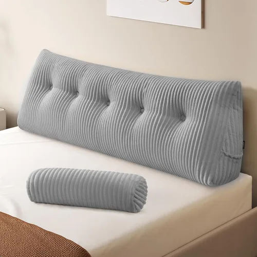 Miniatura 15 de Z-hom Almohada de cuña grande para cabecero, almohada triangular para cabecero tamaño king, almohada de lectura para cama con una almohada enrollada