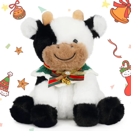 Miniatura 15 de Hopearl Adorable Vaca de Peluche, Juguetes de Vaca Flexible Suave, Animales de Peluche, Regalos de Cumpleaños Lindos para Niños, Niñas, Niños