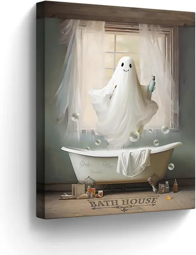 Miniatura 28 de Lienzo decorativo de osos divertidos para pared, cuadros en blanco y negro, decoración de pared de baño, oso sentado en el inodoro, lectura