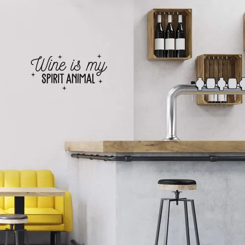 Miniatura 2 de Vinilo decorativo para pared, diseño de vino es mi espíritu animal, 10.5 x 22 pulgadas, humor moderno para adultos, cursiva, beber, hogar, sala