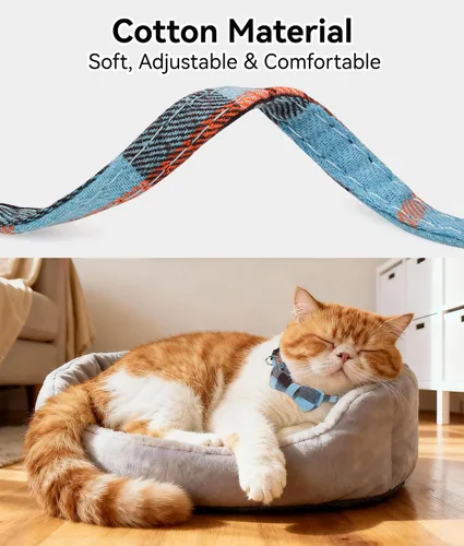 Miniatura 4 de Joytale Collar de gato mejorado con campanas, collares de gato separables con corbatín, 1 paquete de collares de gatito a cuadros de seguridad