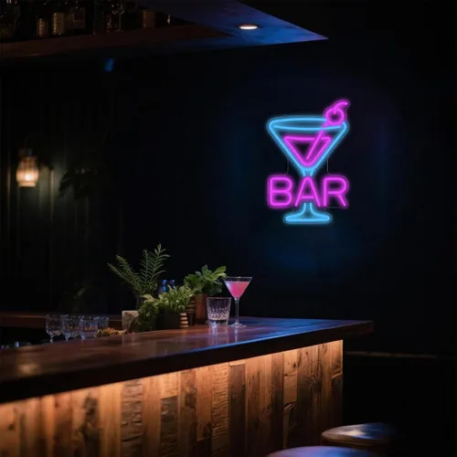 Miniatura 4 de Letrero de neón para bar de cócteles – Luz de barra LED de vidrio de Martini, arte de pared retro para el hogar, decoración de bar regulable