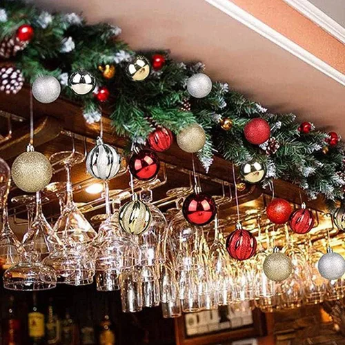 Miniatura 3 de Juego de 30 adornos de bolas de Navidad, bolas de adornos de Navidad inastillables, decoración de árbol de Navidad, bolas de árbol de Navidad rojas