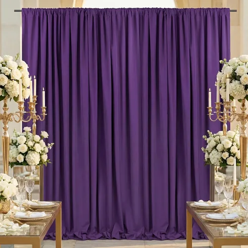 Miniatura 2 de Cortinas de fondo púrpura de 2 paneles 5 x 10 pies, cortinas de fondo de poliéster para boda, fiesta de sirenas, Halloween, fotografía, decoraciones