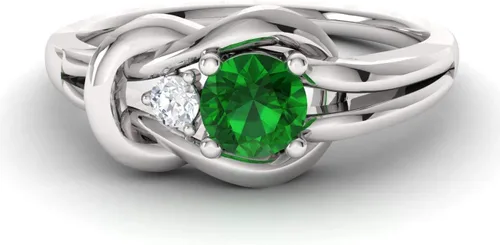 Miniatura 2 de Diamondere Anillo de compromiso de diamantes y piedras preciosas naturales y certificadas en oro blanco de 14 quilates Anillo de nudo infinito