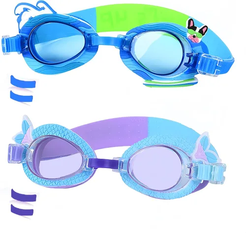 Miniatura 9 de Paquete de 2 gafas de natación para niños, sin fugas, antiniebla, impermeables, ajustables, para niños de 2 a 14 años