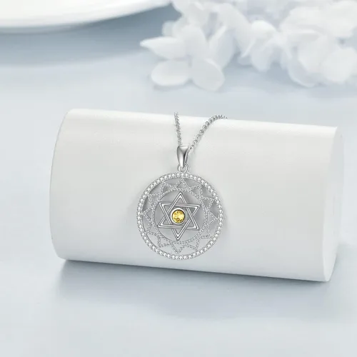 Miniatura 29 de YFN Collar de estrella de David de plata de ley, concha de abulón, árbol de la vida, joyería judía, regalos para mujeres y hombres