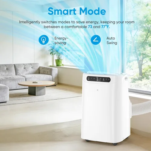 Miniatura 7 de Aire acondicionado portátil de 12000 BTU para refrigeración de habitaciones de hasta 500 pies cuadrados, unidad de CA portátil silenciosa 3 en 1