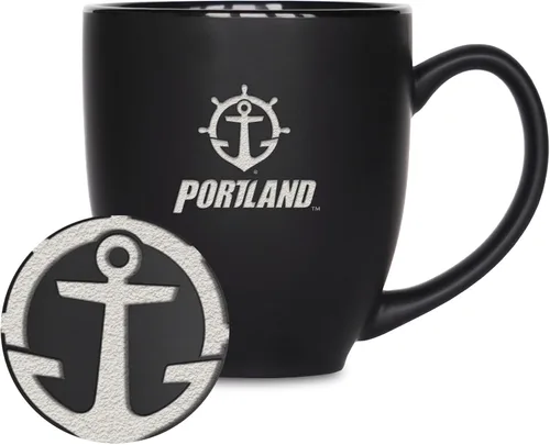 Miniatura 333 de Rico Industries - Taza de cerámica mate negra con grabado láser estándar de 15oz para NCAA (escuelas T & U) - Para bebidas calientes o frías