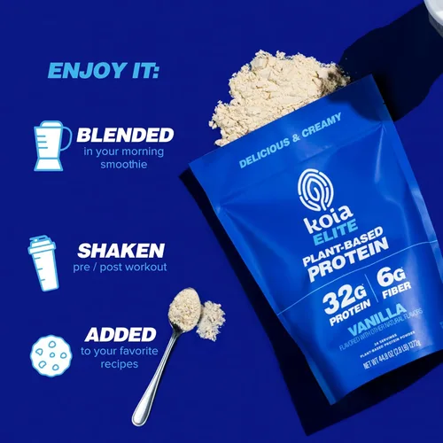 Miniatura 7 de Koia Proteína Basada en Plantas Elite en Polvo, Vainilla, 32g de Proteína, 4g de Azúcar, 6g de Fibra Prebiótica, Pre y Post Entrenamiento, 21