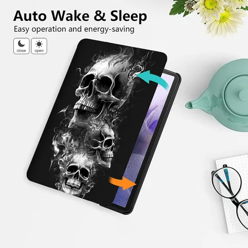 Miniatura 29 de Funda para tablet Fire 7 (12ª generación, versión 2022), delgada, a prueba de golpes, delgada, de piel sintética, con función de apagado/encendido
