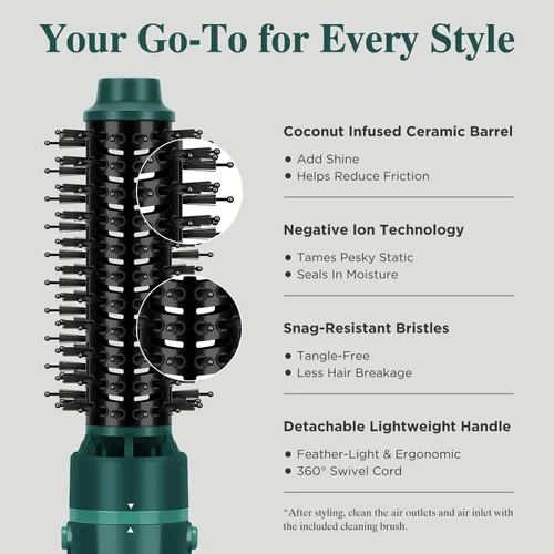 Miniatura 6 de Aima Beauty Blow Dryer Brush Set - 4-in-1 Round Brush Blow Dryer Adds Shine, Smooth, Curl & Volume for Short to Medium Hair, Interchangeable 1” &