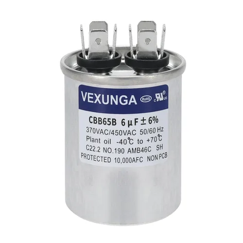 Miniatura 94 de VEXUNGA - 25/5 uF 25+5 MFD 370V o 440V Condensadores redondos de arranque dual 25 5 uF 370 440 Volt VAC CBB65 Condensadores para acondicionador