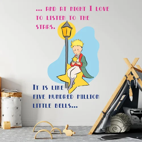 Miniatura 2 de EGD Decoración de pared para niños con cita de El Principito Calcomanía de pared para bebé niña y niño Azul, Blanco Estilo francés