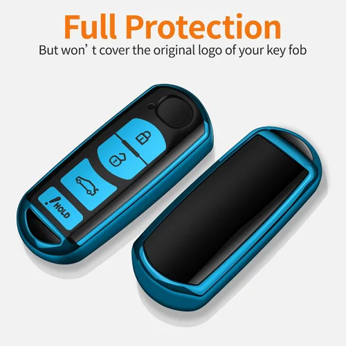 Miniatura 2 de Funda para llavero Mazda con llavero blando de protección completa Compatible con Mazda 3 6 8 Miata MX-5 CX-5 CX-9 (Azul)
