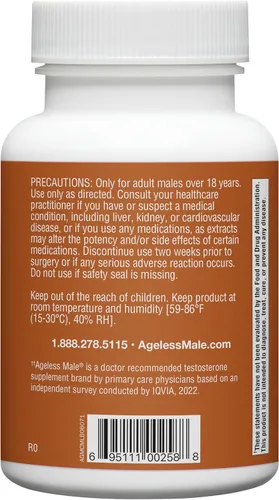 Miniatura 9 de Ageless Male Free Testosterone Booster Supplement for Men, 60 Tablets