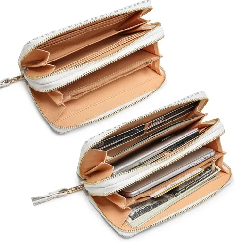 Miniatura 2 de MKP COLLECTION Cartera de moda con doble cremallera alrededor de Jean Denim Long Monedero para tarjetas de crédito Bifold Ladies Cluth Correa