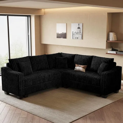 Belffin - Sofá seccional convertible con chaise, sofá seccional en forma de L, sofá reversible de esquina tapizado para sala de estar, de corduroy